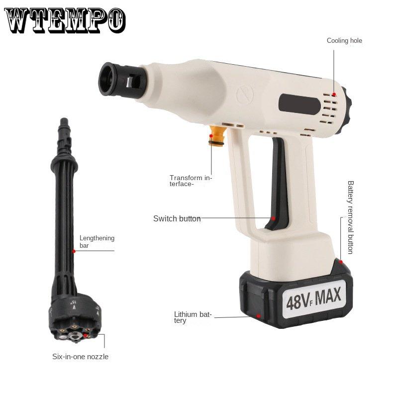 Drahtlose Hochdruck-Wasserpistole, kabellose Mehrzweck-Autowaschmaschine, tragbare Lithium-Batterie-Wasserpistole, Haushalts-Lithium-Batterie, Autowaschen