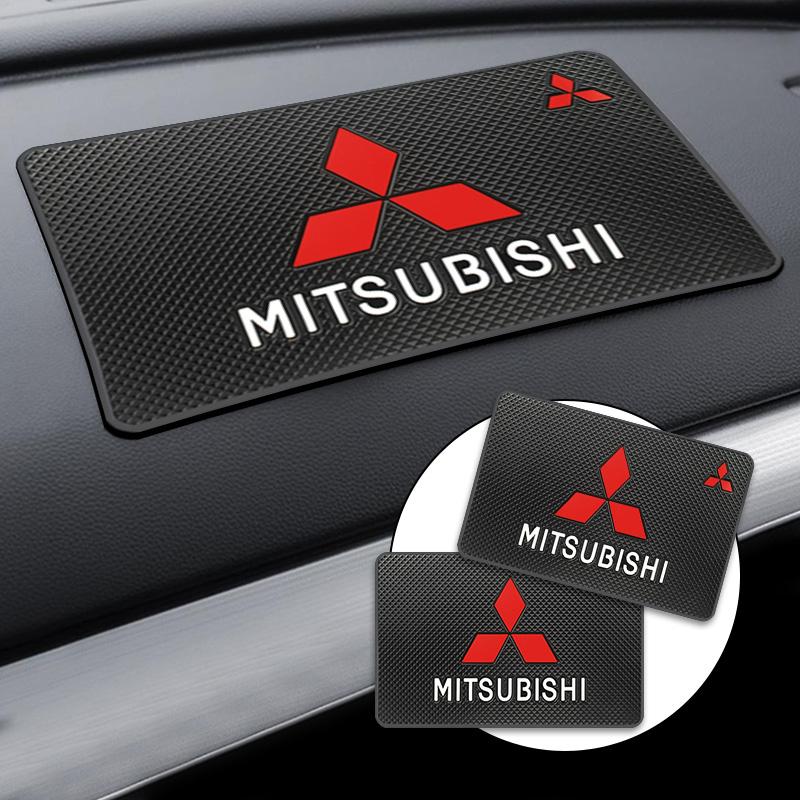 Für Mitsubishi ASX Lancer Ex Galant Grandi Ecolis Rennwagen Logo Rutschfeste Matte Auto Armaturenbrett Klebriges PVC Pad Zubehör