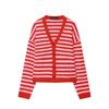 Za New Fall Women's Clothing 2025 Fashion Wind Stylish Fashion V Neck Stripes Loose Knitted Cardigan Outwear