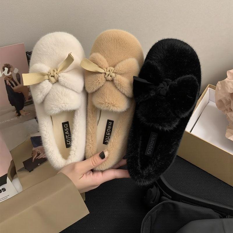 Neue Damen Herbst-Winter Trendige Mehrzweck Flache Fleece Baumwollschuhe