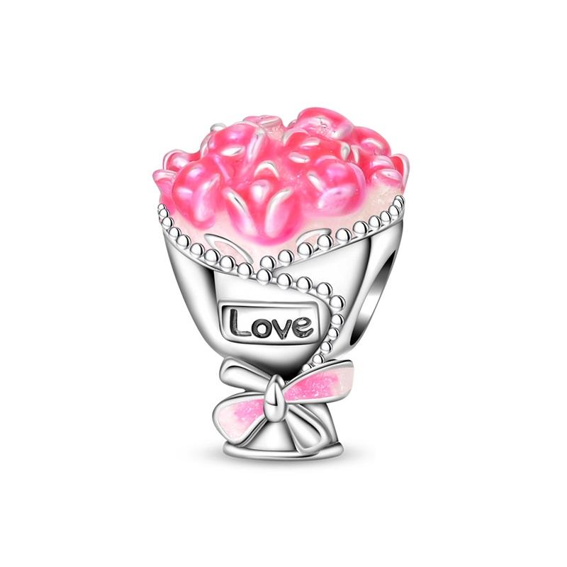 New In Original Pink Charms Copper Bow Charms Butterfly Flower Beads Fit Necklaces Bracelets For Women Diy Fine Jewelry Gift