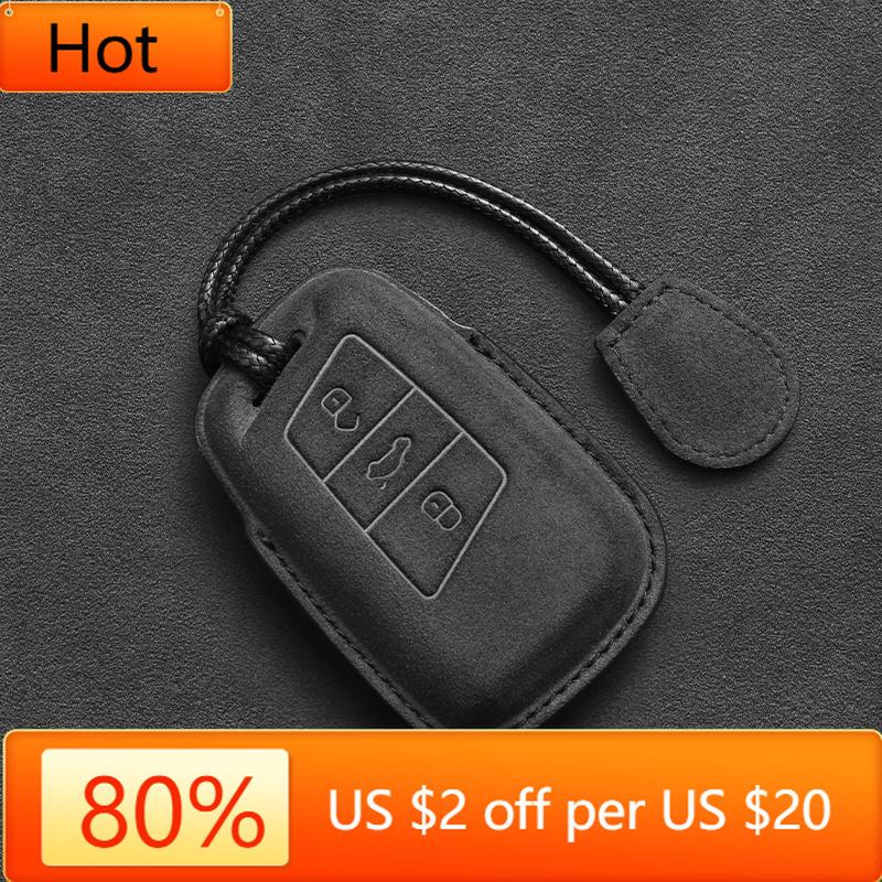 Interior Mouldings Suede Leather Car Key Case For Volkswagen VW Tiguan MK2 Magotan Passat B8 CC 2017 2018 For Skoda Superb A7 Ke