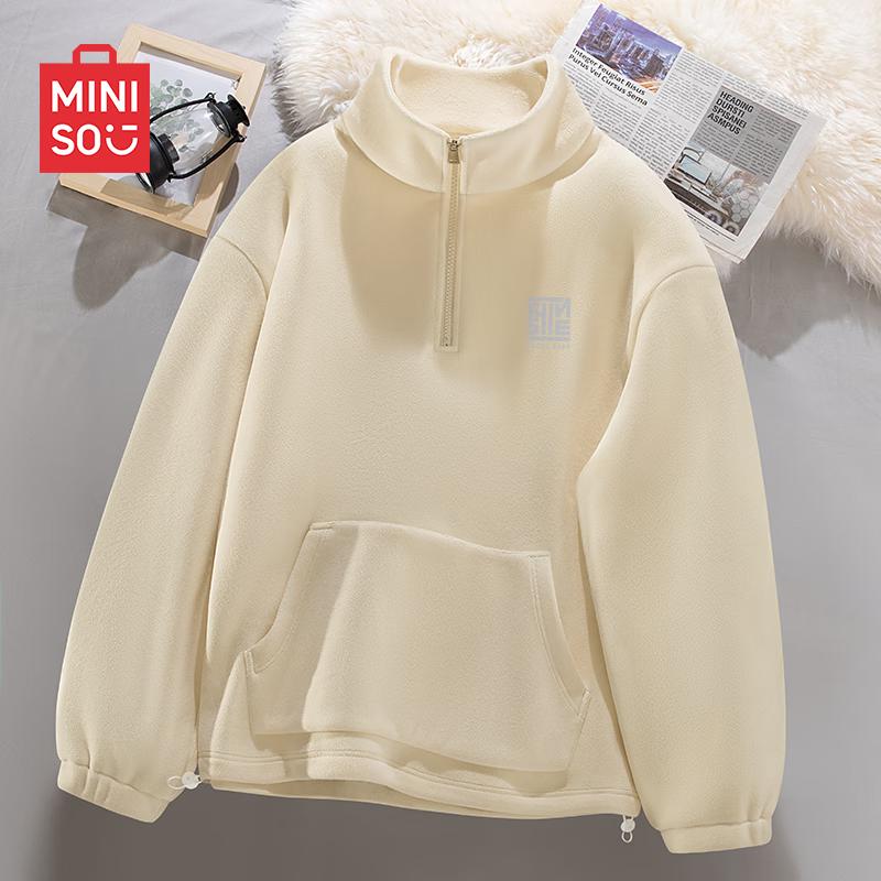 

MINISO Men s Fleece Lined Half-Zip Pullover Sweatshirt 3XL