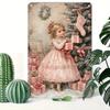 Vintage Shabby Chic Christmas Tin Plates  Retro Metal Art  Cozy Decor for Homes Bars  Festive Spaces