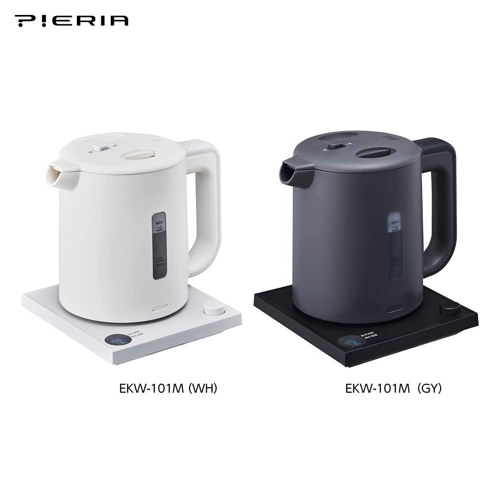 Doshisha Electric Kettle, 1.0L, 1°C Temperature Setting, White, Pieria