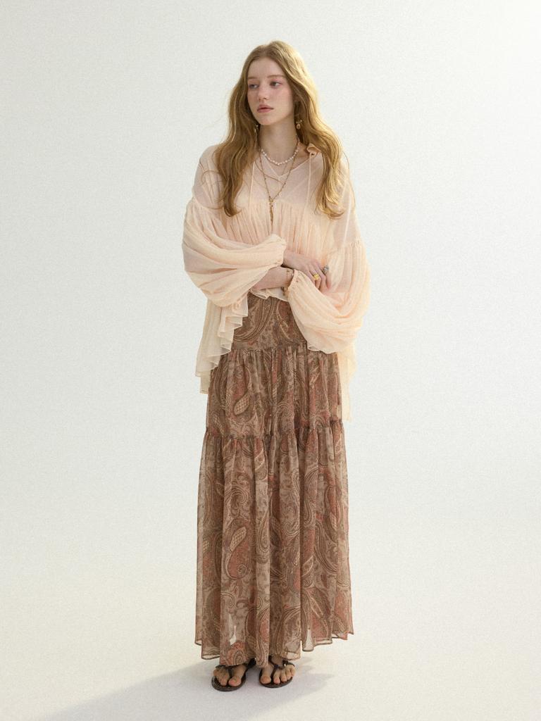 Sinseuden Vintage Paisley Long Skirt