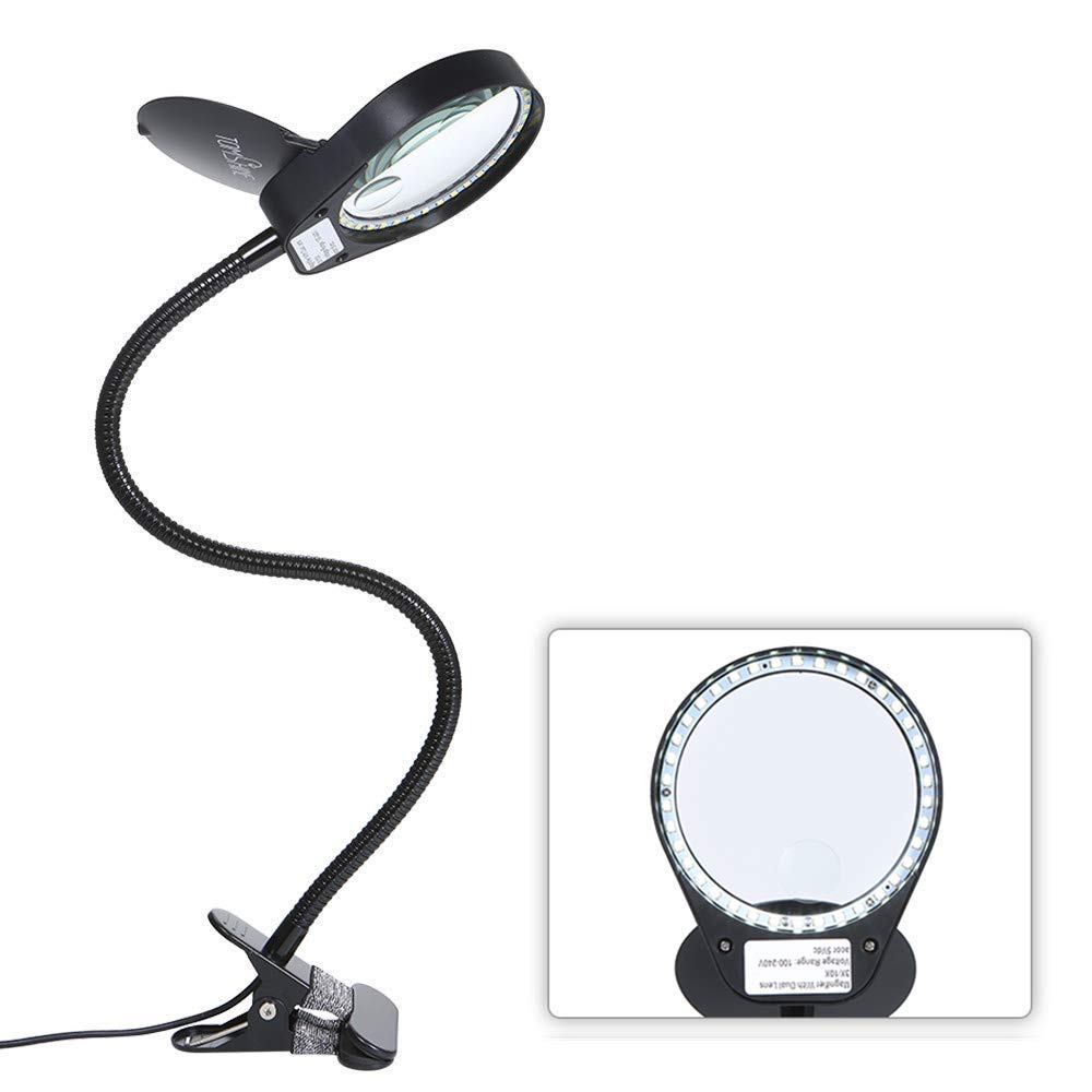 

Підставка для лупи Тип затискача для лупи Збільшувальна лінза Діаметр 10 см зі світлодіодним підсвічуванням Карти для читання газет Ювелірні вироби Ручна робота Збільшувальне скло Живлення від USB білий