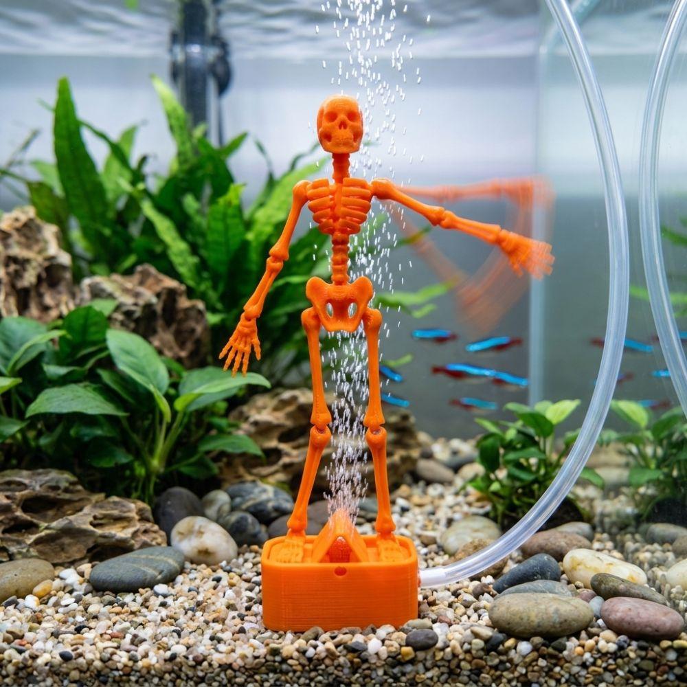 Dancing Underwater Fish Tank Dance Skull Ornament Dynamic Skeleton Bubbler Halloween Decor