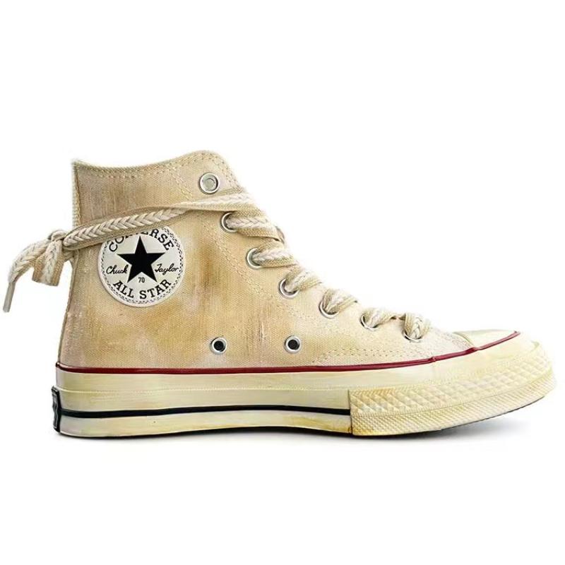 Converse 1970s All Star Burning Rose Vintage Non-Slip Abrasion Wrap Lightweight High Top Espadrilles Unisex Beige