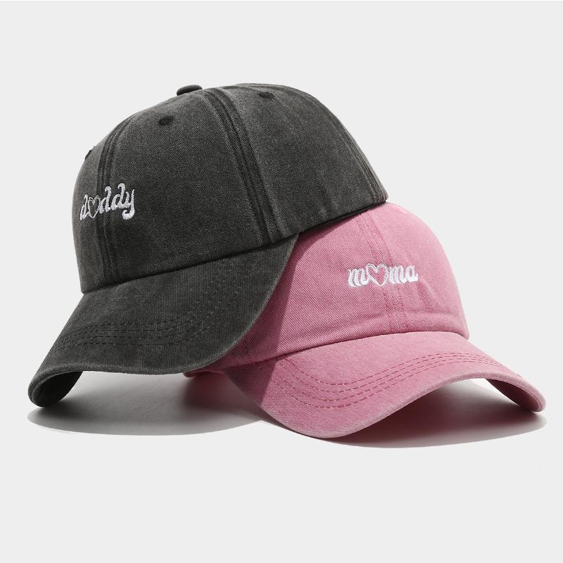 Stickerei Buchstabe Mama Papa Gewaschene Baumwolle Baseballkappe Hip Hop Damen Verstellbare Schirmmütze Outdoor Herren Sonnenschutz Snapback Kappen
