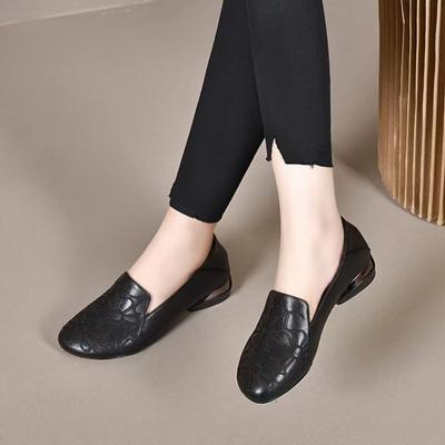 Pantofi casual toc jos cap rotund primăvară noi piele moale pantofi simpli talpă moale picioare neobosite pantofi din piele