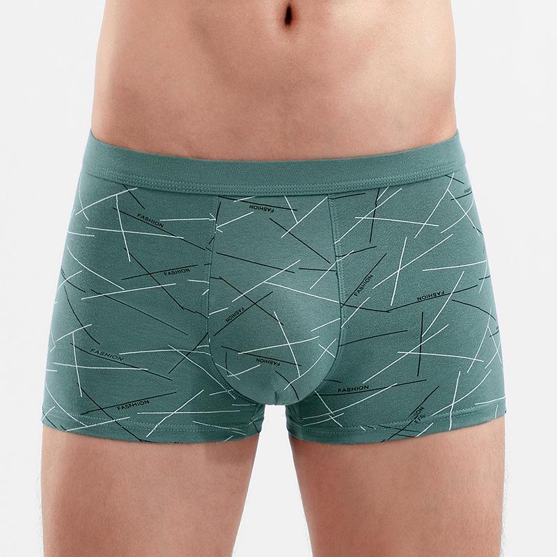 Men's 3D Printed Pure Cotton Boxer Briefs with U-Pouch, Mid-Waist.