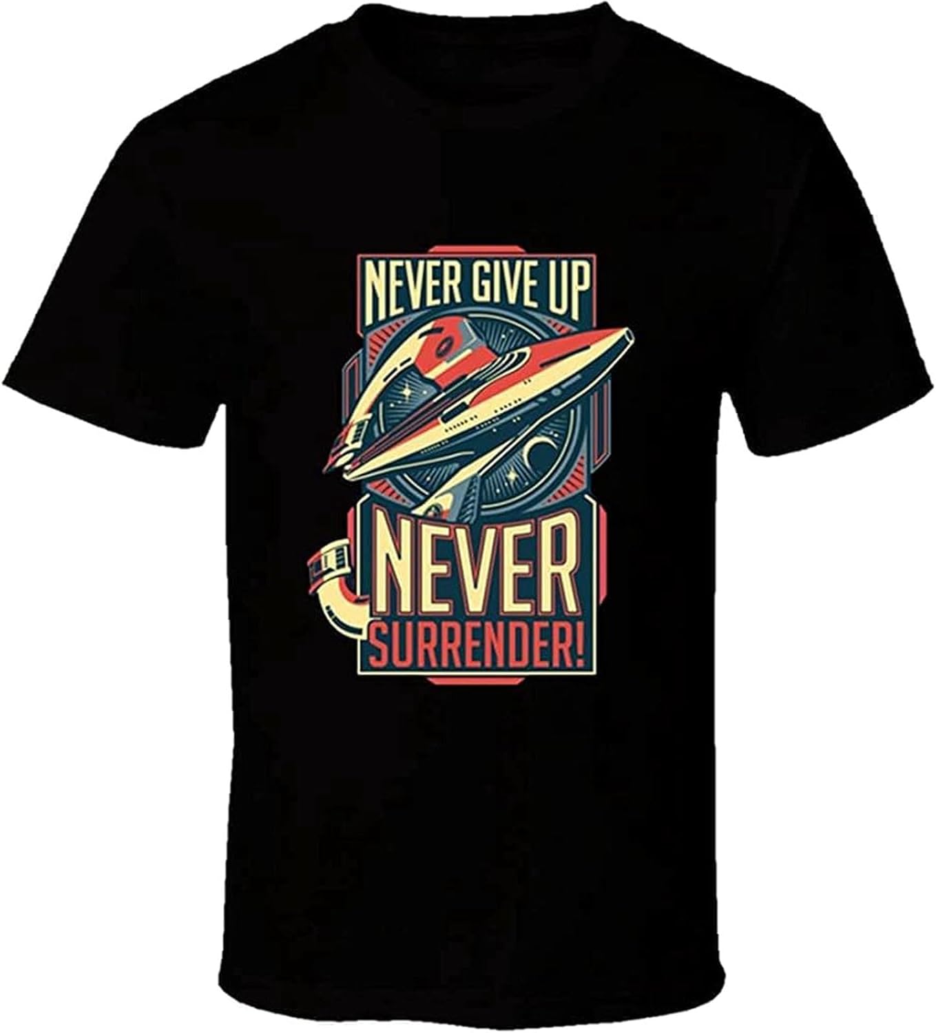 Galaxy Quest Never Give Up T Shirt Mens Tee Many Colors Gift New Black XXL XL чёрный