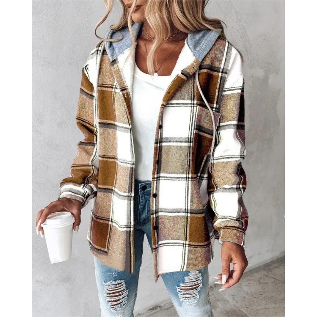 2025 New Women's Plaid Coat Autumn Winter Fashion Casual Outerwear for Ladies - Hot Sale in Europe America