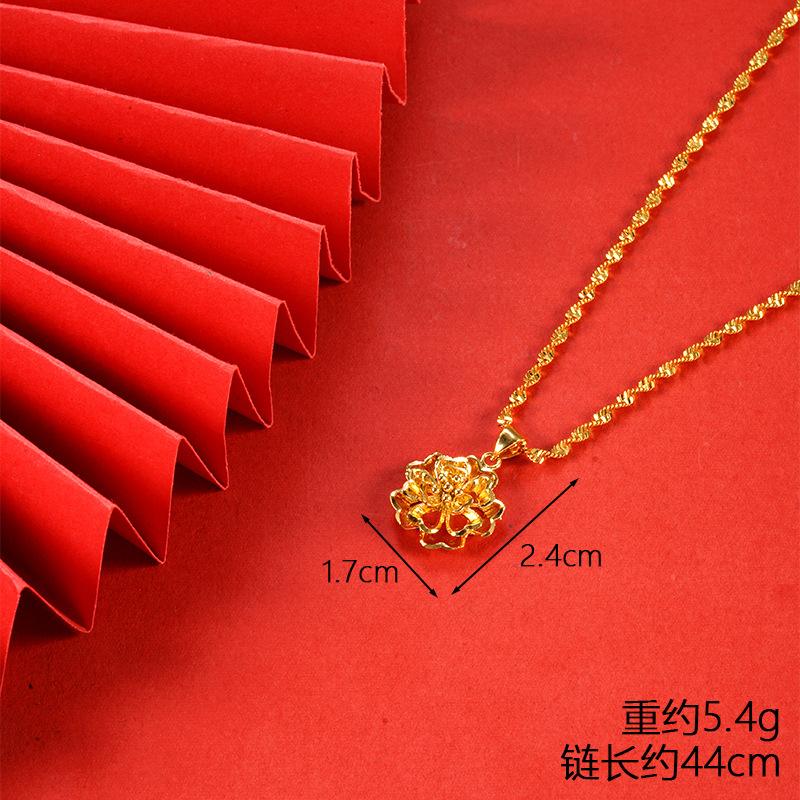 Vietnamese gold-plated necklace for women, long-lasting color, vintage heart-shaped imitation gold jewelry, copper alloy accessory, new clavicle