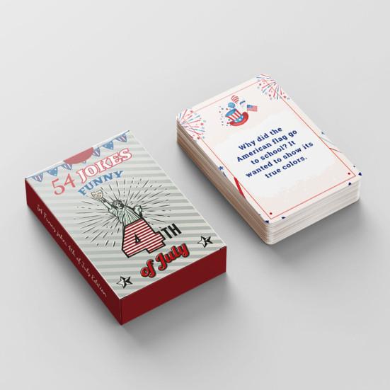 1 Set 4. Juli 54 Witzkarten Unabhängigkeitstag Thema Witze Papierkarten Kinder Erwachsene Familienparty Interaktives Brettspiel