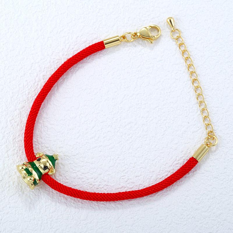 Sweet And Cute Colorful Woven Christmas Tree Snowman Bear Hand Rope Wind Christmas Bracelet Vl717