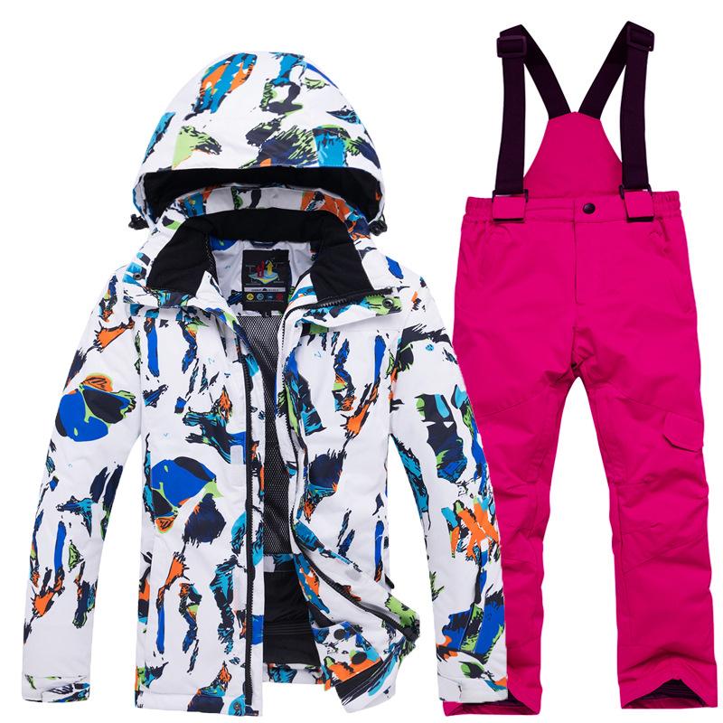 New ski suit boys and girls outdoor sports warm children's tops and pants trendy