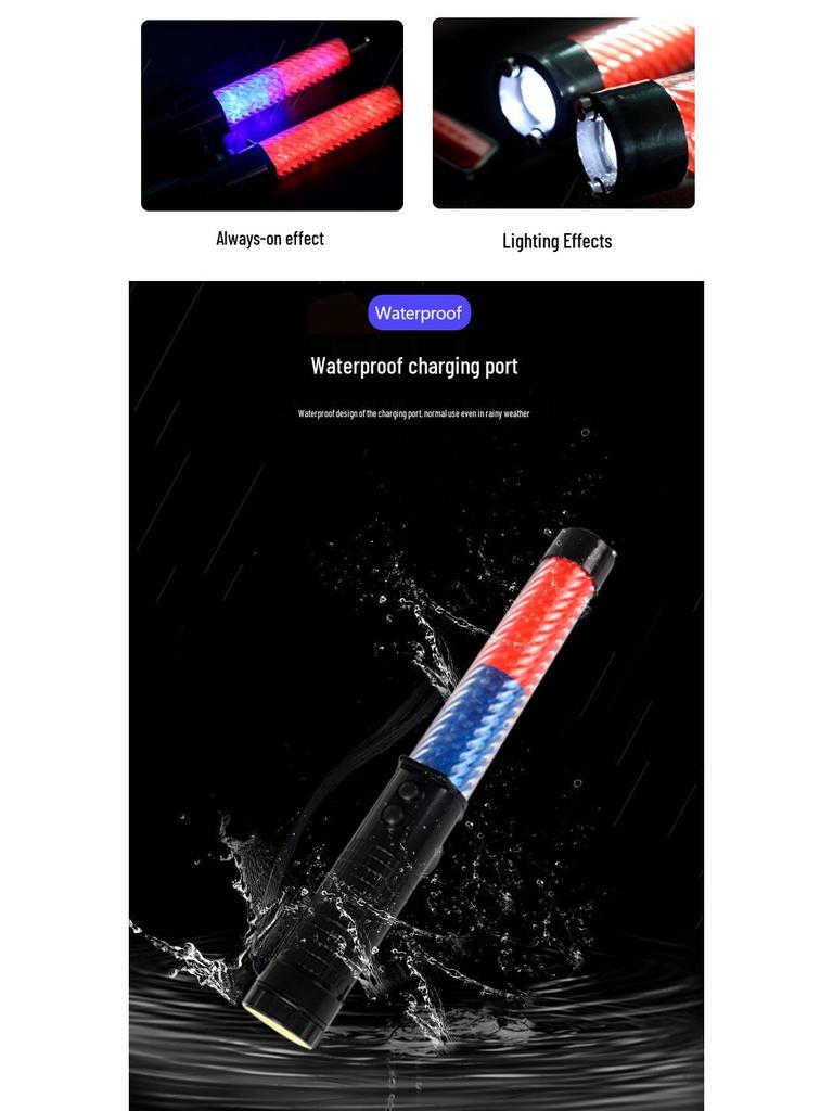 Dual-Color LED Rechargeable Traffic Baton and Concert Glow Stick