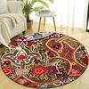 Round Crystal Velvet Rug, Ethnic Patterns, Non-Slip, Polyester 100%, Bedroom Living Room Decor, Chair Carpet Mat
