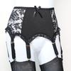 6 Strap Wide Vintage Suspender Belt For Woman Plus Size Black Lace Panel Garter Belt Stockings Lenceria ,Bridal Lingerie