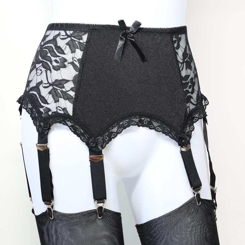 6 Strap Wide Vintage Suspender Belt For Woman Plus Size Black Lace Panel Garter Belt Stockings Lenceria ,Bridal Lingerie