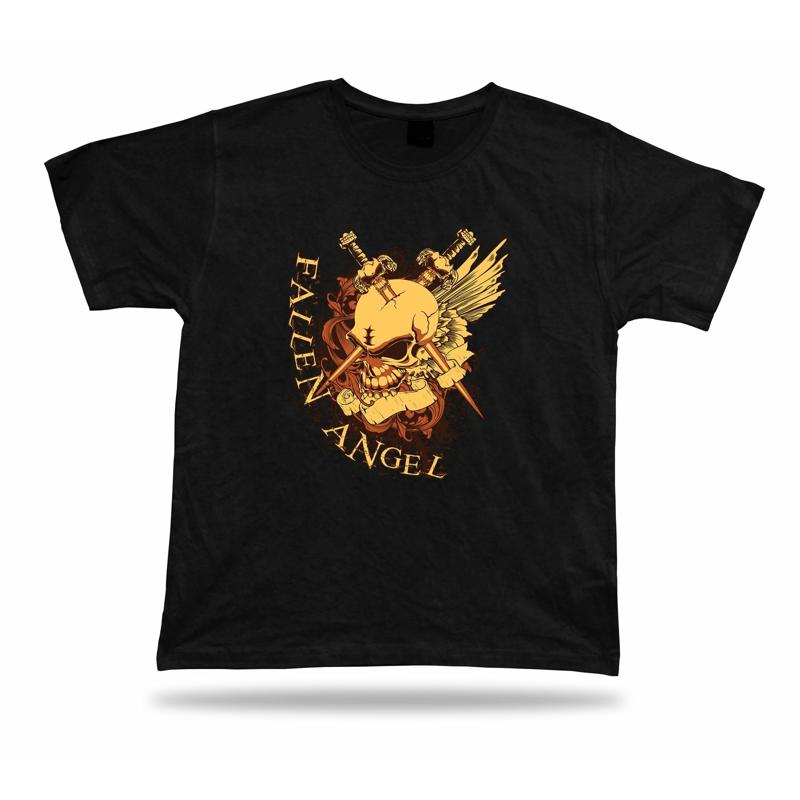 T-shirt Fallen Angel Bullseye Skeleton Skull tee design moderno elegante abbigliamento