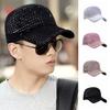 Breathable Woman Shiny Cap Mesh Rhinestone Visor Hats Casual Duck Tongue Hat  Streetwear