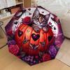 1pc Halloween Pumpkin Cat Automatic Open/Close Umbrella, Folding Compact Umbrella with Lightweight Design for Women/Men Yy251011087