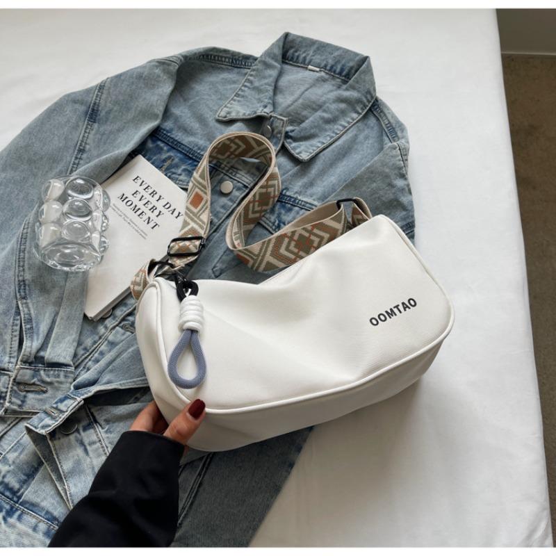 Canvas Bag Women's New Spring and Summer Versatile Dumpling Bag Leisure Sports Broadband Shoulder Messenger Bag Women's Bag