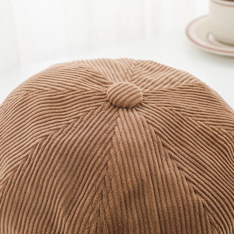 Chapéus de veludo cotelê para mulheres chapéu octogonal coreano vintage boina de lazer literária boné elegante simples chapéu de pintor quente moda