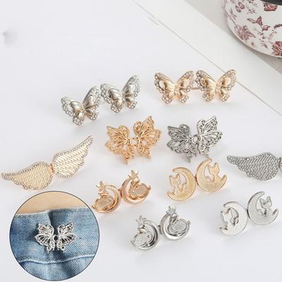 5 pezzi Bottoni Regolatori a Farfalla Moda Senza Chiodi Fibbia Vita Invisibile Coniglio Argento Oro Stringi Pantaloni Pantaloni