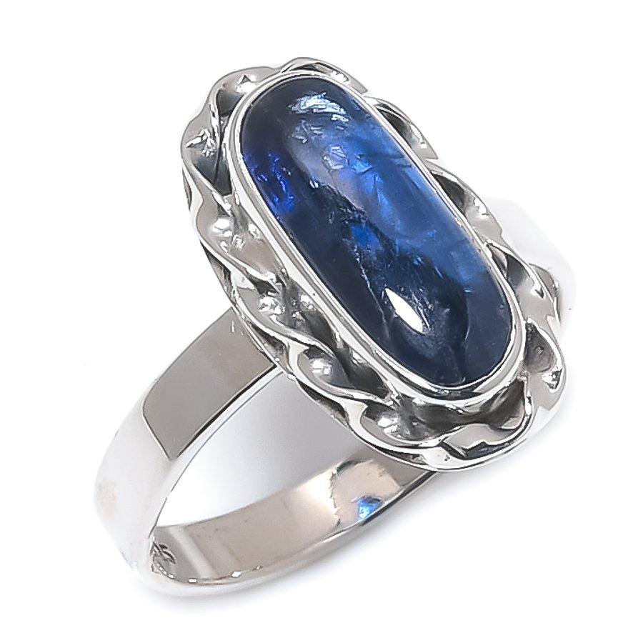 Natural Blue Kyanite Gemstone Handmade 925 Solid Silver Jewelry Ring Size 7 D4f96