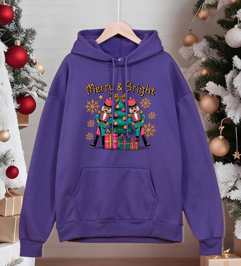 Merry Bright Christmas Gifts Printed Men Hoody Hip Hop Fleece Hoodie Autumn Loose Streetwear All-Match Comfortable Hoodies