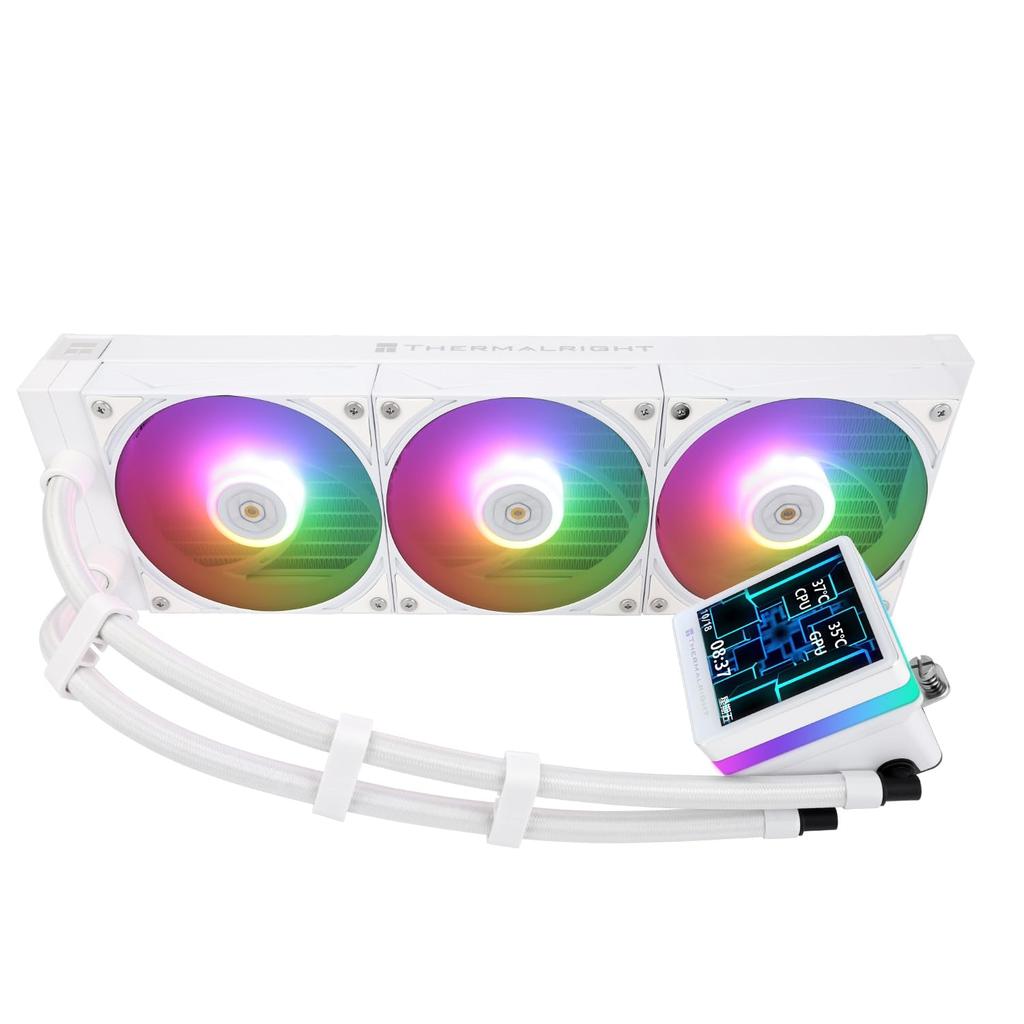 Thermalright Grand Vision 360 ARGB White CPU AIO Cooler, PC 360 Spec Water Cooling System, 480x480 Resolution and 3.4-inch IPS LCD Screen, AM4AM5 &