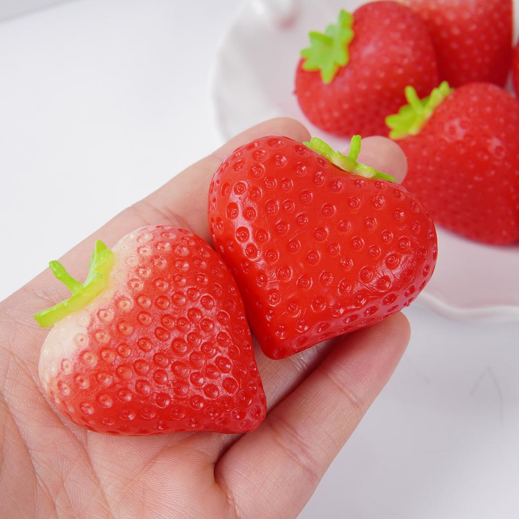 5Pcs Simulation Strawberry Fake Fruits Ornaments Heart-shaped Strawberry Model Photography Props Making Craft Cakes Accessories