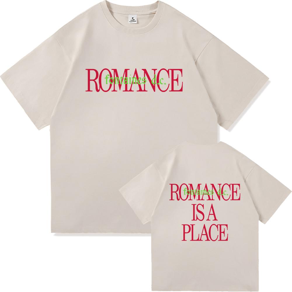 T-shirt romantique Fontaine Special Zone dans le monde moderne, style Harajuku, pour homme. T-shirt en coton de haute qualité, coupe ample et décontractée.
