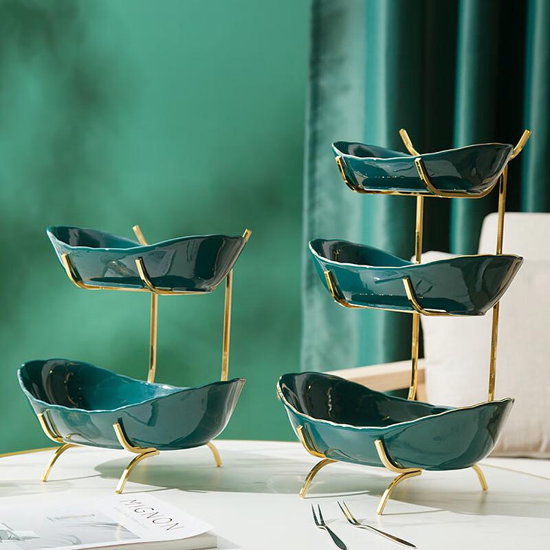 Light Luxury 3-Tier Ceramic & Iron Dessert Fruit Stand