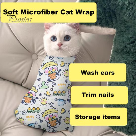 Comfortable Cat Grooming Wrap Self-Adhesive Nail Clipping Cleaning Restraint Durable Bag Anti-Bite Anti-Scratch Anti-Escape Calming for Medicine
