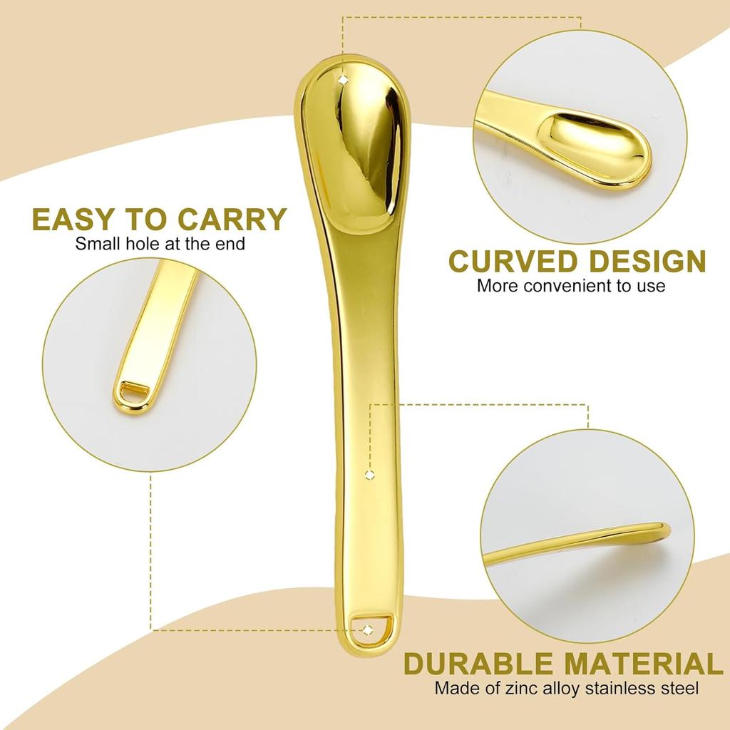 3 Pack Zinc Alloy Facial Cream Spoon, Cosmetic Spatula for Skincare - Silver Gold Rose Gold Mini Beauty Scoop for Eye Cream & Mask Application