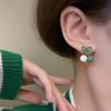 S925 Silver Green Bow Earrings - Trendy, Elegant, and Lightweight for Women