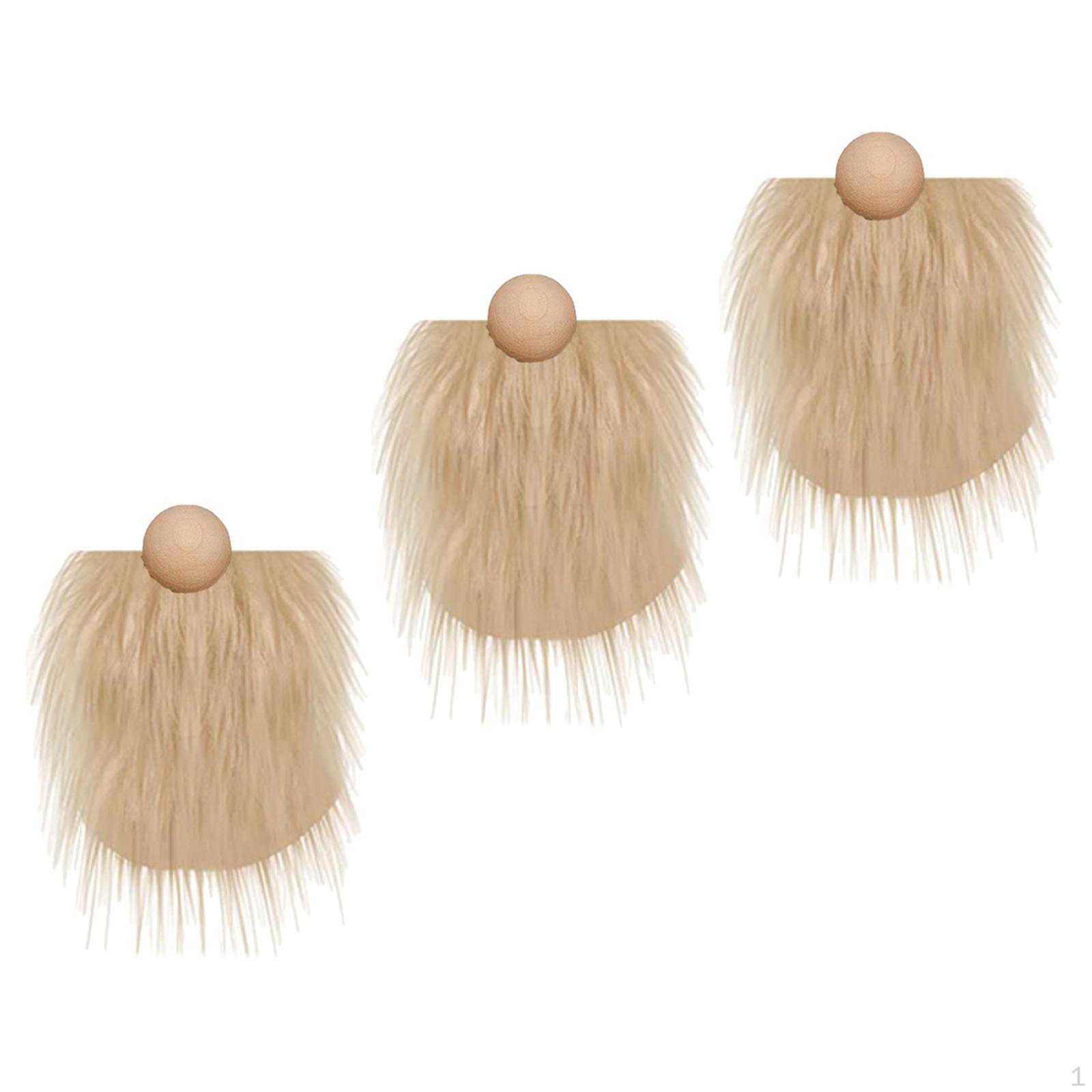3 шт., бороды гнома, незаконченные деревянные шарики из искусственного меха, борода гнома, деревянный нос, поделка