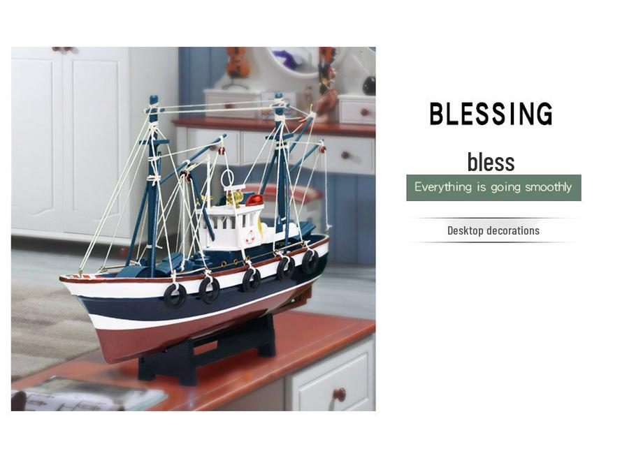 Handmade Wooden Sailboat Model - Smooth Sailing Decorative Craft Boat Birthday Gift