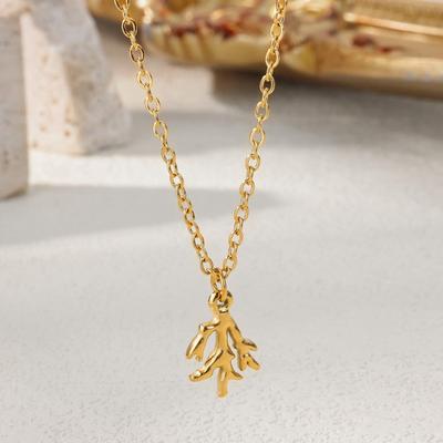 Hot-selling Marine Coral Stainless Steel Necklace Design Sense Simple Fashion Collarbone Chain High Sense Jewelry