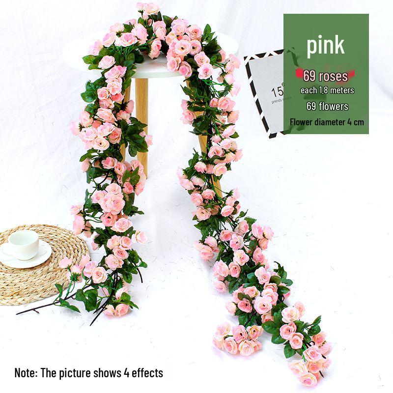 Artificial Rose Vine Garland for Air Conditioning Pipe Decoration