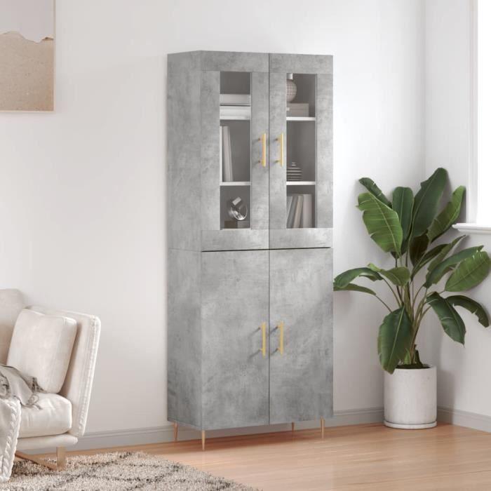 VidaXL Buffet haut Gris béton 69,5x34x180 cm Bois d'ingénierie 3198205