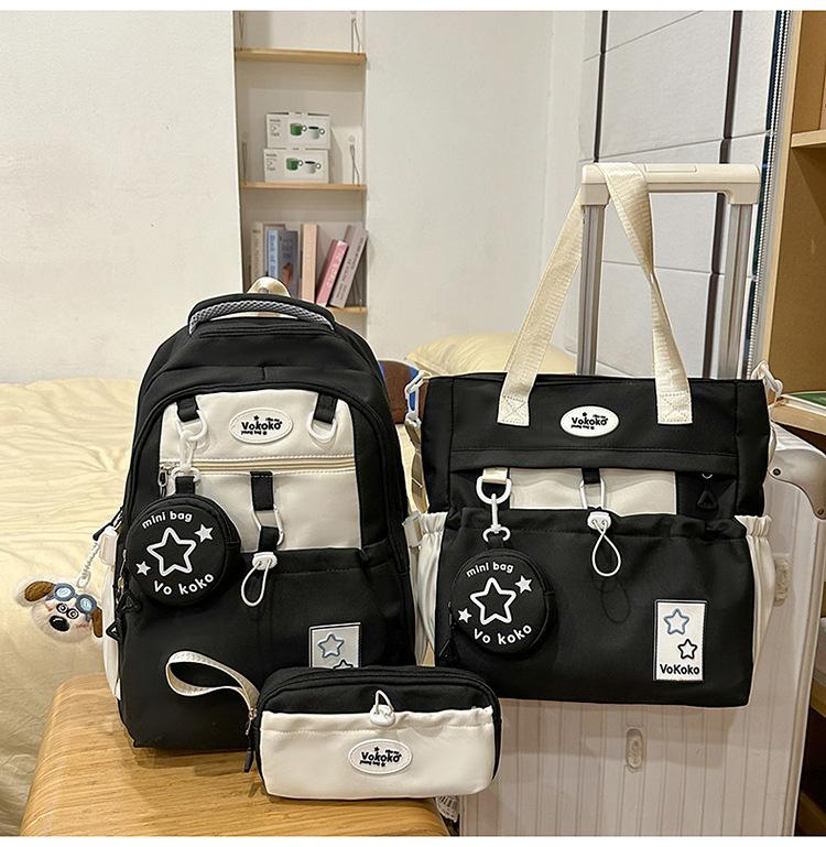 Schoolbag High Value Three-piece Schoolbag Girls Junior High School Students Girls Backpack Ins Large Capacity Primary School Backpack