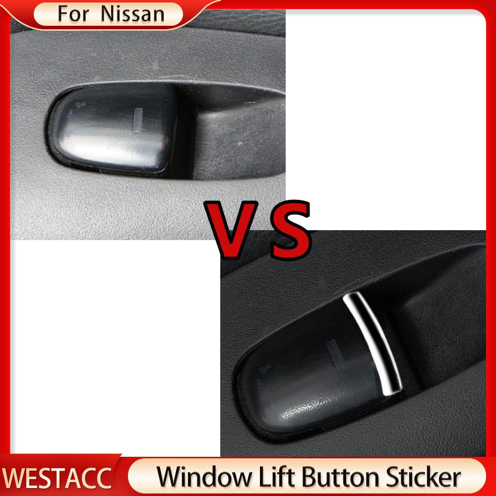 Car Window Lift Button Sequin Sticker for Nissan Rogue March Sentra Versa Sunny Teana Altima Juke Kicks Pathfinder