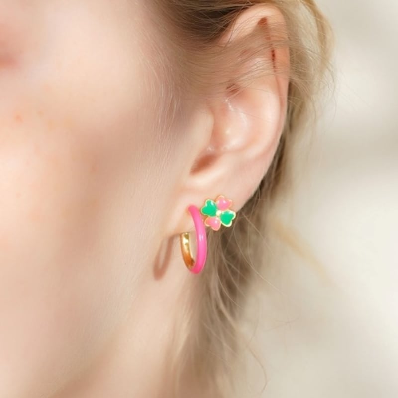 BONBEAU Blsom Color Epoxy Hoop Earrings Vivid Neon Color Point Simple Hoop Earrings