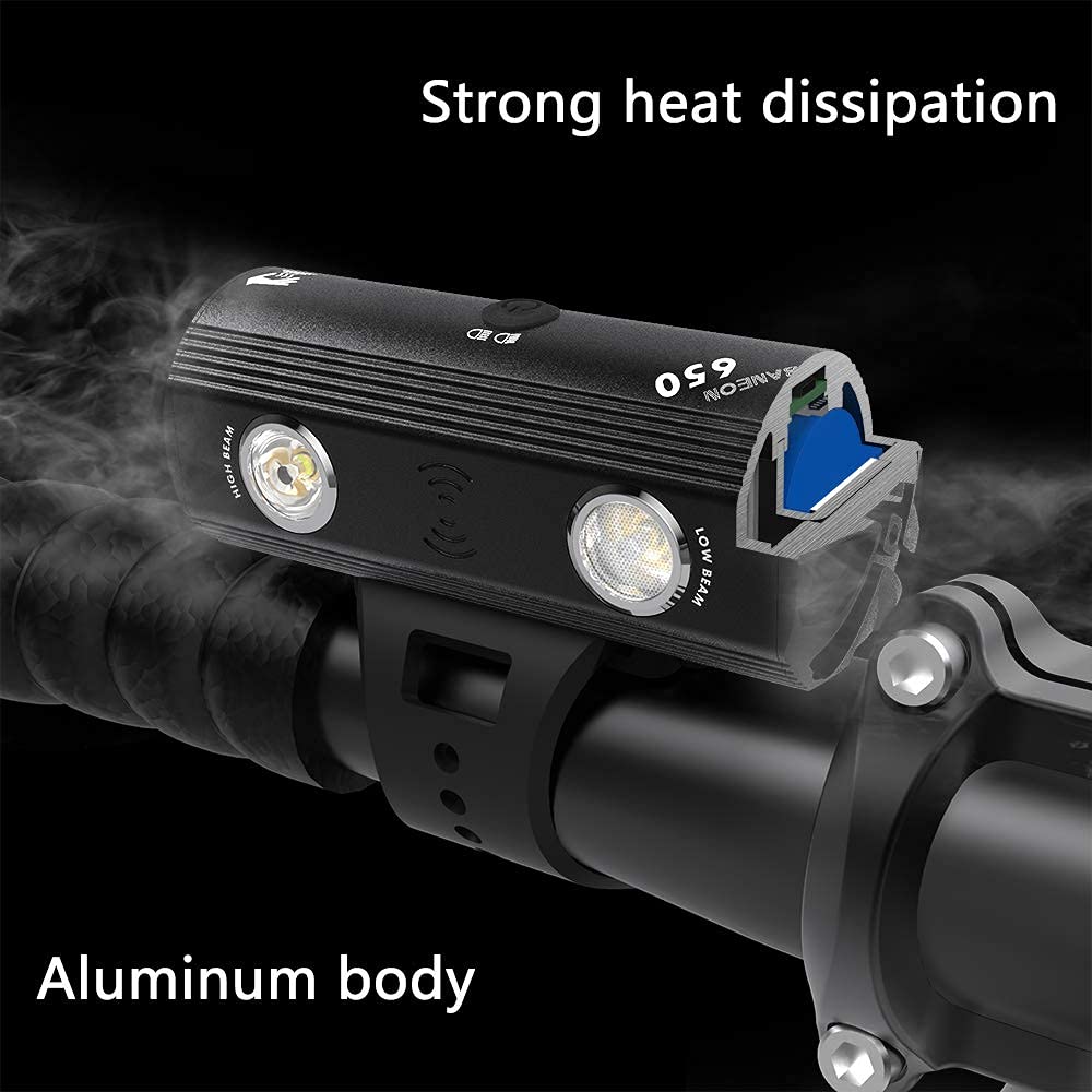 Volo UN 650 Night Riding Bike Dirt Bike Headlight for Scooters Road Dual Lens Bicycle Light with High and Low Beam USB Rechargeable Super Bright Bike